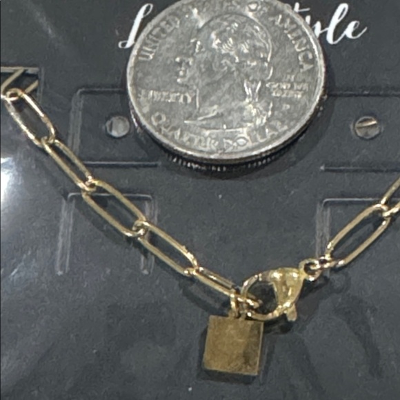 18K Gold Plated Paperclip Link Bracelet – Stainless Steel, Charm Detail - Picture 4 of 4